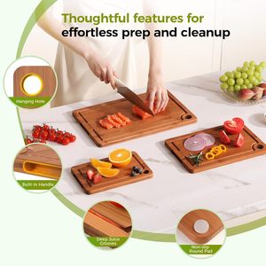 BNBUN Bamboo Cutting Board Set 3 Pieces 6x9 <b>In</b> Rectangle Chopping Block For <b>Kitchen</b> Food Prep - Product Image 3