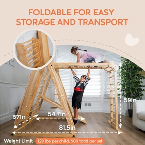 ไม้มอนเตสซอรี่สำหรับปีนเขาของเล่น8-in-1ในร่มพับได้สำหรับเด็กวัยหัดเดินปีนเขาที่มีสไลด์กำแพงปีนเขาบาร์ลิงชิงช้า - Product Image 2