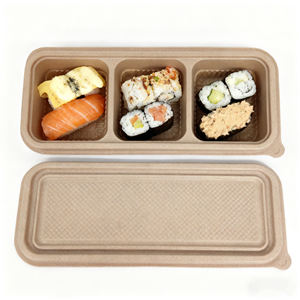 Plateau à sushi et desserts jetable biodégradable compostable en pulpe de fibres de balle de riz, <span class=keywords><strong>sans</strong></span> PFAS, compatible micro-ondes, 450 ml, vente en gros - Product Image 6
