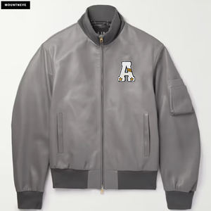 جاكيت رجالي عالي الجودة عالي الجودة من MOUNTNEVE بشعار مخصص بمقاسات كبيرة ، جاكيت من الجلد الصناعي للشتاء ، جاكيت من الجلد الصناعي مطرز Oem - Product Image 1