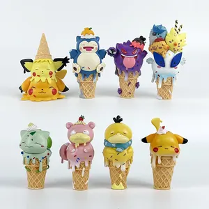 BJ Cute Ice Cream Series Kawaii Pokemoned Snorlax Gengar Psyduck Bulbasaur Pika Snorlax Figuras DE ACCIÓN Pocket Monster