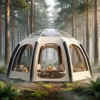 Abri de camping portable Meisu durable et imperméable, double couche, toutes saisons, 5m 6m, base en PVC, ouverture rapide automatique pour la forêt