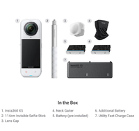 Caméra sportive Insta360 X5 8K avec capteur CMOS, support de carte SD, étanche IP67, zoom optique 6x et grand angle 170°