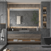 Meuble de salle de bain haut de gamme italien avec lavabo suspendu intégré et armoire de rangement, ensemble de salle de bain