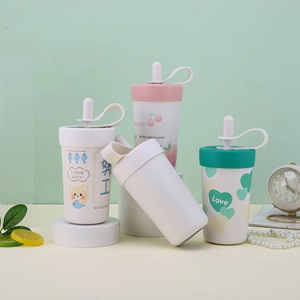 Bouteille d'eau mignonne avec paille, en acier inoxydable 316, tasse isotherme sous vide, couvercle anti-fuite - Product Image 5