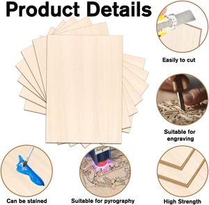 40 Láminas de Madera Contrachapada de Tilo de 12 x 16 Pulgadas y 2 mm de Grosor para Corte Láser, Manualidades, Modelos y Juguetes - Product Image 3