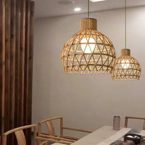 Lustre en rotin tissé à la main, 50cm, rond, couleur naturelle, lampe suspendue LED pour salon, chambre à coucher, salle à manger - Product Image 2