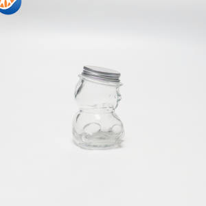 Vente en gros de pots en verre en forme d'ours en peluche de différentes tailles, pots en verre pour miel, bonbons, chocolat avec couvercle à oreilles - Product Image 6