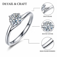 Bague élégante à tige fendue avec diamant de laboratoire rond brillant 1 carat D VVS1 VVS2 en or 9K 10K 14K 18K pour femme, bijoux de mode raffinés