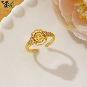 Ensemble de bagues plaquées or 18 carats Vierge Marie et <span class=keywords><strong>Saint</strong></span> <span class=keywords><strong>Jude</strong></span>, amulette religieuse multi-formes incrustée de zircon CZ, bijoux catholiques pour femmes - Product Image 3