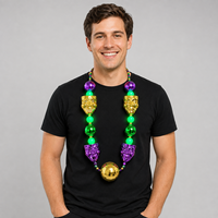 Collier lumineux LED de 52 pouces pour le Mardi Gras avec 4 masques de comédie et de tragédie et 4 grandes boules de 60 mm pour le défilé de carnaval