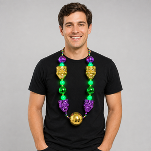 Collier lumineux LED de 52 pouces pour le Mardi Gras avec <span class=keywords><strong>4</strong></span> masques de comédie et de tragédie et <span class=keywords><strong>4</strong></span> grandes boules de 60 mm pour le défilé de carnaval - Product Image 4