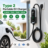 Chargeur intelligent pour véhicules électriques de type 2 CE RoHS 7kW 11kW 22kW 16A 32A 230V 380V APP WiFi Bluetooth Équilibrage de charge Minuterie IP65 IK10 Maison OEM ODM
