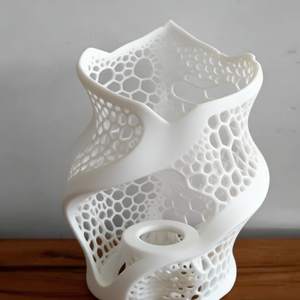 Jarrón Decorativo de Acero Inoxidable Impreso en 3D Personalizado - Servicio de Prototipado Artístico de Alta Precisión con Textura de Panal de Abeja SLS Nylon PA12 - Product Image 1