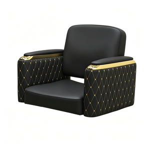 Fauteuil de Barbier de Luxe Doré Personnalisable en Cuir, Équipement de Beauté, Chaise de Coiffeur avec Logo Personnalisé, Chaise de Salon de Coiffure pour Barbier - Product Image 4