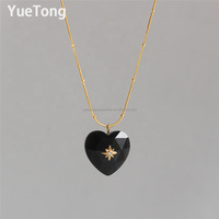 Colliers pendentifs en forme de cœur en pierre naturelle turquoise YueTong, tendance, en acier inoxydable plaqué or PVD, bijoux romantiques pour femmes