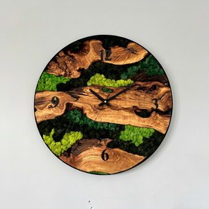 Rustic Wood <b>Wall</b> <b>Clock</b> with Scenic Pattern Round Analog Quartz <b>Clock</b> Antique Style Luxury Home Decor for <b>Living</b> <b>Room</b> - Product Image 1
