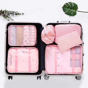 Ensemble de 6 sacs de rangement de voyage, organisateur de vêtements rectangulaire gris, rose, bleu marine, voyage de loisirs - Product Image 3