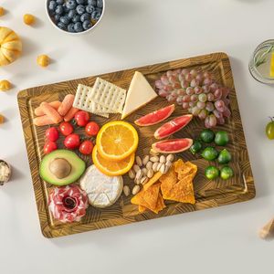 Tabla de Cortar de Madera de Teca a Cuadros, Extra Gruesa, Grande, Reversible, Bandeja de Servir de Madera, Tabla de Cortar de Madera de Extremo de Veta con Ranuras para Jugos - Product Image 6