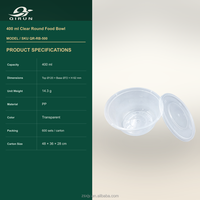 Bol à soupe en plastique transparent de 400 ml avec couvercle - Emballage alimentaire à emporter en PP - Jetable, compatible micro-ondes, anti-fuite, emballage pour salade