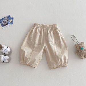 <span class=keywords><strong>Pantalon</strong></span> d'été en coton uni pour garçons, coupe décontractée, jambe large, pour enfants, vente en gros - Product Image 6
