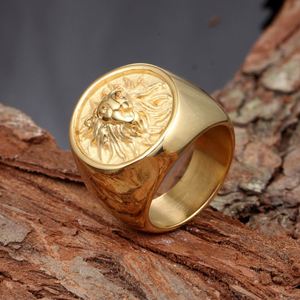 Bague en acier titane pour homme de style vintage, style moulage, tête de lion, anneaux en acier inoxydable pour homme - Product Image 3