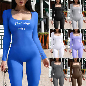 도매 2024 높은 스트레치 골지 봄 여름 바디 수트 슬림 핏 스키니 섹시 플러스 사이즈 3XL 롬퍼스 여성 점프 수트 - Product Image 1