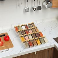 Étagère de rangement pour assaisonnements en acrylique, 4 pièces, empilable, avec tiroirs transparents, pour bouteilles d'épices
