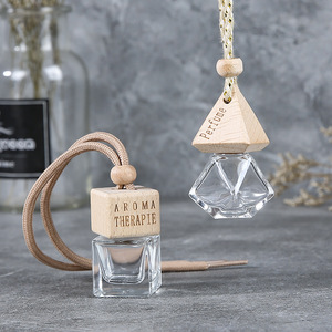 Empty Glass Hanging Car Perfume Bottle <strong>Refillable</strong> Diffuser Essential Oil Square Glass Air Freshener Car Perfume Hanging Perfume - Product Image 2
