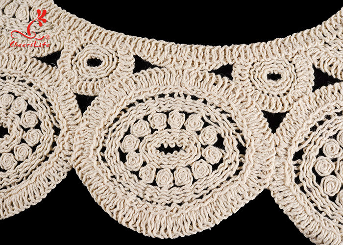 New Designs Luxury White Round Embroidery Neck Lace Applique Patch Trimmings Shawl For Clothing Accessories