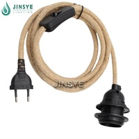 CE E27 Lampenfassung Hanfseil Rundes Kabel Hängende Stecker-Pendelleuchte Kabelset