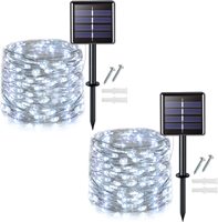 Guirlande lumineuse LED rechargeable 4M étanche pour Noël, blanc chaud, fil de cuivre, éclairage décoratif solaire pour jardin, cour, arbre, fête