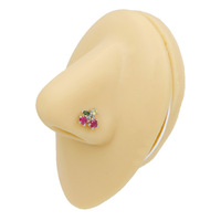 Anneaux de nez en titane plaqué or pour femmes, bijoux de piercing de nez tendance en forme de L, avec pierre précieuse cerise, bijoux de corps raffinés pour mariage