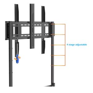 Chariot <span class=keywords><strong>TV</strong></span> à 4 niveaux réglables en <span class=keywords><strong>hauteur</strong></span>, <span class=keywords><strong>55</strong></span> à 100 <span class=keywords><strong>pouces</strong></span>, écran LED, support <span class=keywords><strong>TV</strong></span> mobile et portable avec étagère, boîte de rangement - Product Image 6