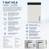 Système de stockage d'énergie solaire haute tension pour la maison, batterie LiFePO4 empilable Triple Power T-BAT H5.8 34.6kWh