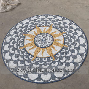 فاخر مخصص تصميم أرضية رخامية نفاثة للماء بلاط فسيفساء ميدالية مستطيلة نمط ميدالية رخامية مستديرة - Product Image 1