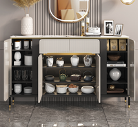 Buffet console contemporain avec portes coulissantes en cannage