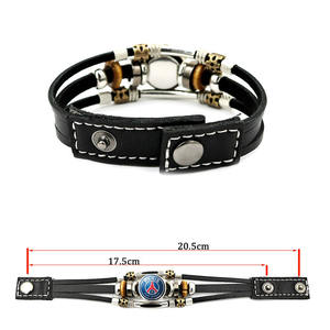Bracciale con stemma di club di calcio europeo, design sole e luna, multistrato in kevlar e pietra naturale, gioiello da polso per uomo e donna - Product Image 2