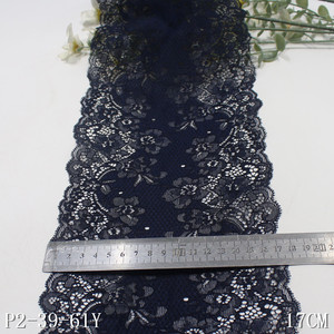 Vente en Gros Stock 17CM Large Multi Couleurs Chine Ivoire Bleu Foncé Stretch Dentelle Fleur Fantaisie Dentelle Élastique pour Lingerie Sous-Vêtements - Product Image 2