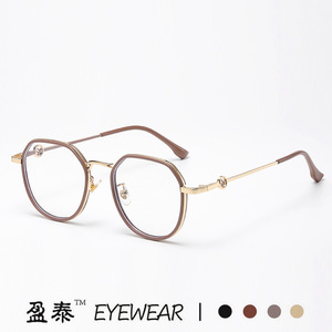 กรอบแว่นตาป้องกันแสงสีฟ้ารูปไข่ Tr90 ขนาดกลาง เลนส์พลาโน สำหรับทุกเพศ สไตล์เรโทร ดีไซน์ไม่สมมาตร - Product Image 3
