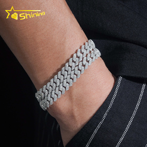 Vòng tay bạc 925 Mỹ, đá Moissanite 8mm VVS, kiểu Cuban, trang sức Hip Hop, dành cho nam nữ, đính đá Moissanite lấp lánh - Product Image 5