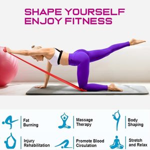 Bandes de résistance au latex d'exercice de fitness d'entraînement avec 5 niveaux de résistance pour Yoga Gym Pilates musculation <span class=keywords><strong>renforcement</strong></span> <span class=keywords><strong>musculaire</strong></span> - Product Image 6