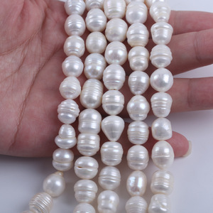 Perlas Naturales de Ojo de Gato Blancas de Agua Dulce de 15-17 mm, Forma Ovalada, Botón, Perlas Semiterminadas con Orificio Recto para Collar DIY - Product Image 2