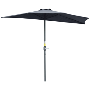 Pour parapluie mural semi-circulaire avec manivelle en polyester et métal 2.7x2.4m gris modèle 84D-007GY - Product Image 1