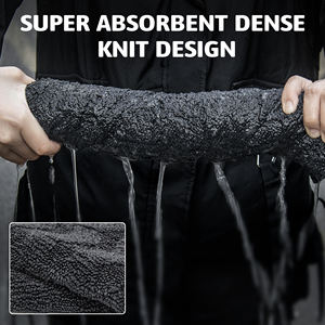 Livos Serviette de séchage pour voiture en microfibre de haute qualité 1000GSM, double face, gris foncé, motif ondulé, sans bord, douce - Product Image 4