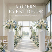 Arrangement floral artificiel d'hortensias bleus et blancs, centre de table en soie pour décoration de mariage
