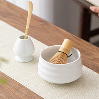 Ensemble de matcha en céramique de marque le plus vendu avec fouet en bambou, style Japandi, écologique, coffret cadeau de voyage 3 pièces