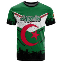 T-shirt imprimé de haute qualité avec drapeaux de l'Algérie, de la Tunisie, du Kurdistan, du drapeau national albanais et du drapeau turc