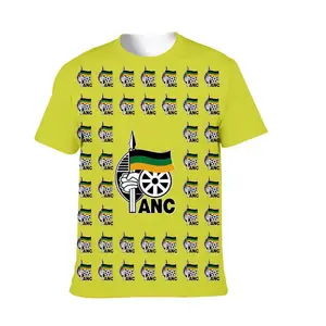 Huiyi Cheaper price custom South Africa ANC t shirt printing Factory made all over print t-shirt 100% Polyester