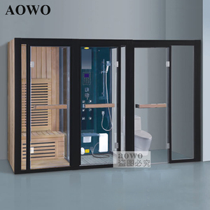 AO-8027 wood dry sauna wet steam combination shower room with cabin outdoor indoor bathroom shower steam sauna room